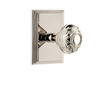 Grandeur 825367 Carre Plate Privacy with Grande Victorian Knob in Polished Nickel, Privacy - 2.75