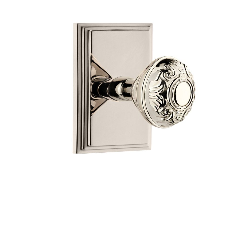 Grandeur 825367 Carre Plate Privacy with Grande Victorian Knob in Polished Nickel, Privacy - 2.75