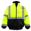 OccuNomix LUX-350-JB-BY3X High Visibility 2-in-1 Quilted Black Bottom Bomber Jacket with Zip-Out Quilted Liner and 7 Pockets, Class 3, 100% ANSI Polyester, 3X-Large, Yellow view 1