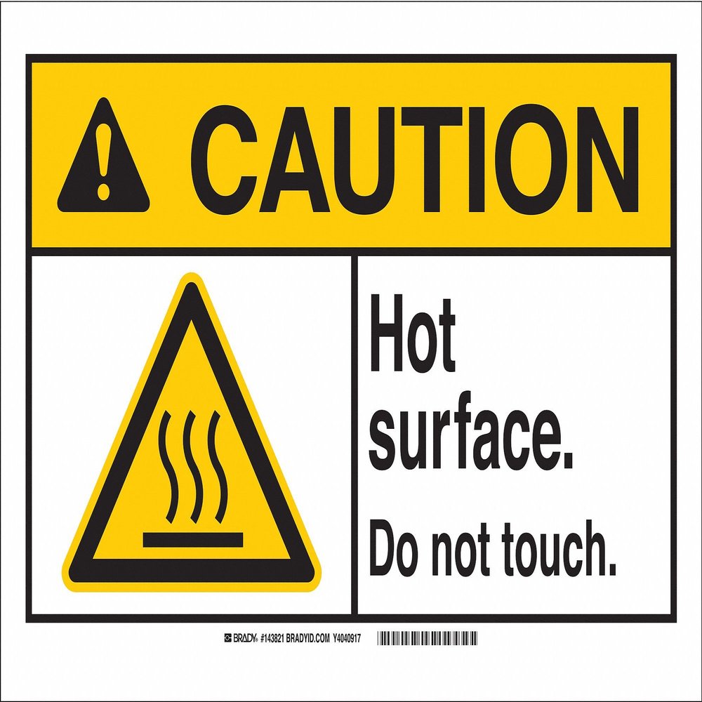 Brady 143816 Machine and Equipment Label, Self-Sticking, Polyester, 3.5" x 5" x 0.006", Black/Red/Yellow on White