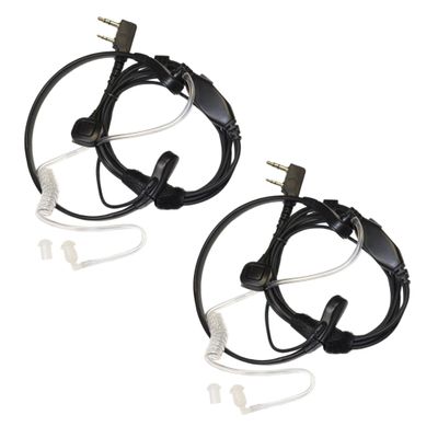 HQRP 2-Pack Acoustic Tube Earpiece PTT Throat Mic Headset Compatible with Kenwood TK-2212, TK-2212K, TK-2302, TK-2312 Sun Meter