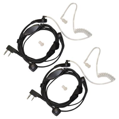 HQRP 2-Pack Acoustic Tube Earpiece PTT Throat Mic Headset Compatible with Kenwood TK-3200, TK-3200L, TK-3200LP Sun Meter