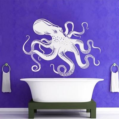 Octopus Wall Decals Vinyl Decal Water Sticker Home Interior Design Mural Sea Ocean Animals Art Tentacles Bathroom Kids Nursery Baby Room Decor MC17 (16x22)