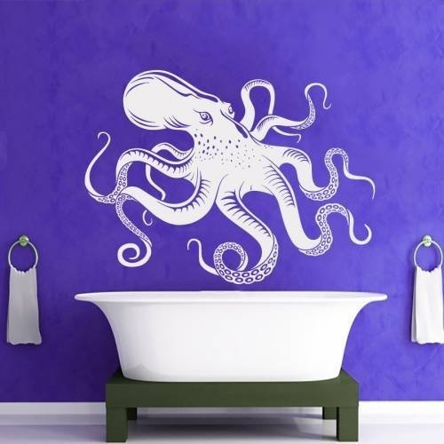 Octopus Wall Decals Vinyl Decal Water Sticker Home Interior Design Mural Sea Ocean Animals Art Tentacles Bathroom Kids Nursery Baby Room Decor MC17 (16x22)