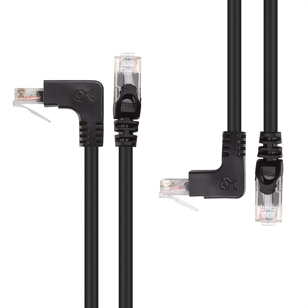 Cable Matters 10Gbps Combo-Pack 90 Degree Cat 6 Ethernet Cable - 5ft, Cat6 Right Angle Ethernet Cable (Right Angle Up and Down Connectors)