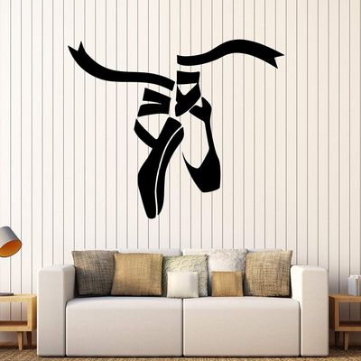 Vinyl Wall Decal Ballet Dance Studio Shoes Stickers Mural (ig4136) Black