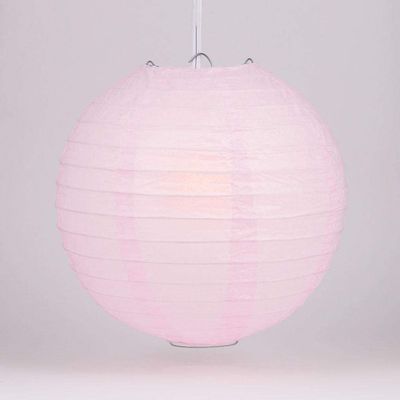 PaperLanternStore.com 12 Inch Pink Even Ribbing Round Paper Lantern (10 Pack)