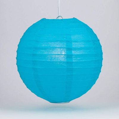 PaperLanternStore.com 10 Inch Turquoise Even Ribbing Round Paper Lantern (10 PACK)