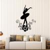 Vinyl Wall Decal Ballerina Dance Room Flower Beautiful Girl Stickers (072ig) Black view 1