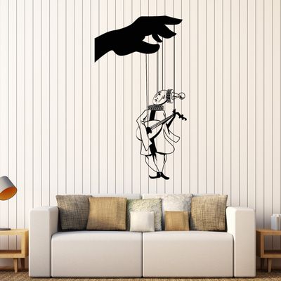 DesignToRefine Vinyl Wall Decal Puppet Doll Puppeteer Theatre Music Stickers Mural (080ig) Black