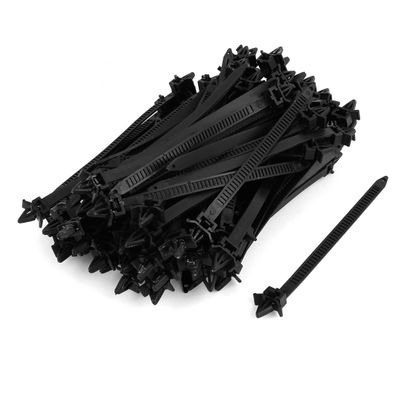 uxcell 8mm x 150mm Black Nylon Winged End Push Mount Cable Ties 100 Pcs