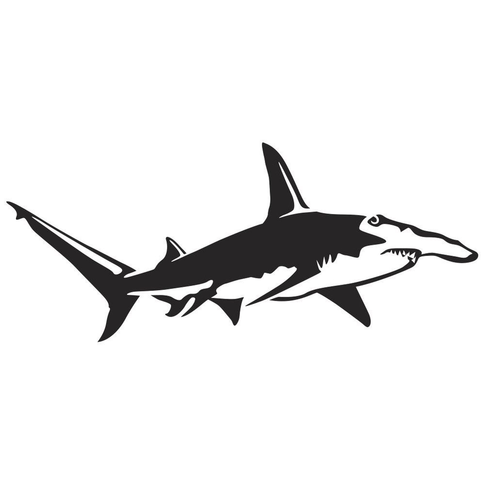 Express Yourself Great Hammerhead Shark Wall Decal (Black -Facing as Shown- 3XL) - Saltwater Fish Collection