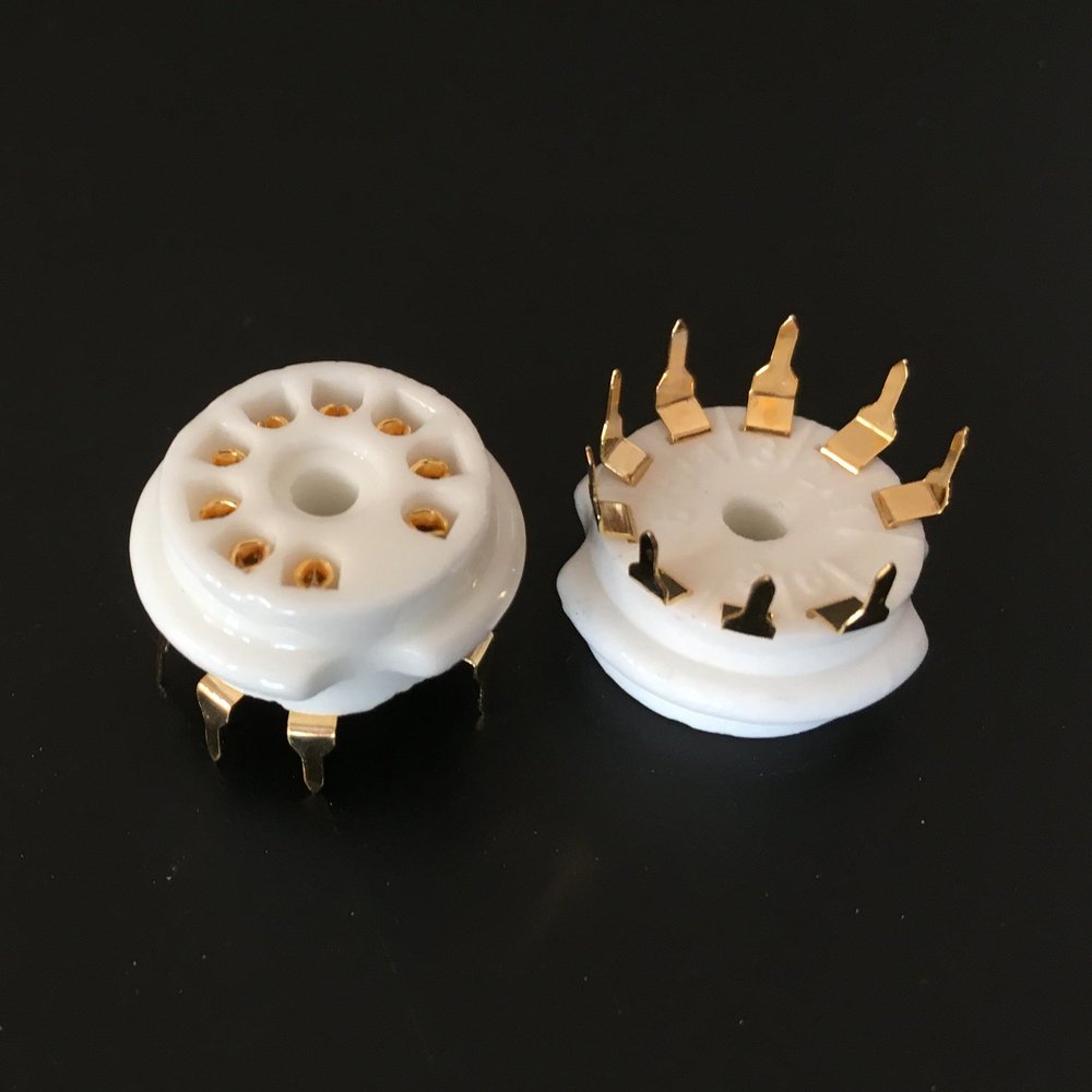 2Pcs 9Pin Gold Plated Vacuum Tube Socket Valve Base For12AX7 12AU7 12AT7 6P1 6N1