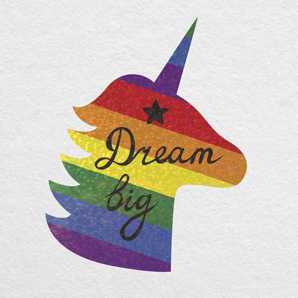 Dream Big Rainbow Unicorn - 5" printed GLITTER vinyl decal - For MacBook, Car, Laptop, and more!