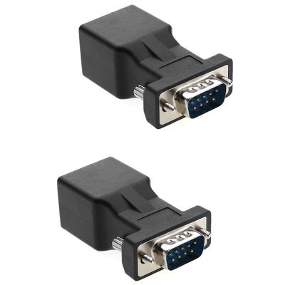 COOSO RJ45 to RS232, DB9 9-Pin Serial Port to RJ45 Female Cat5e/6 Ethernet LAN Adapter,DB9 Male 2packs