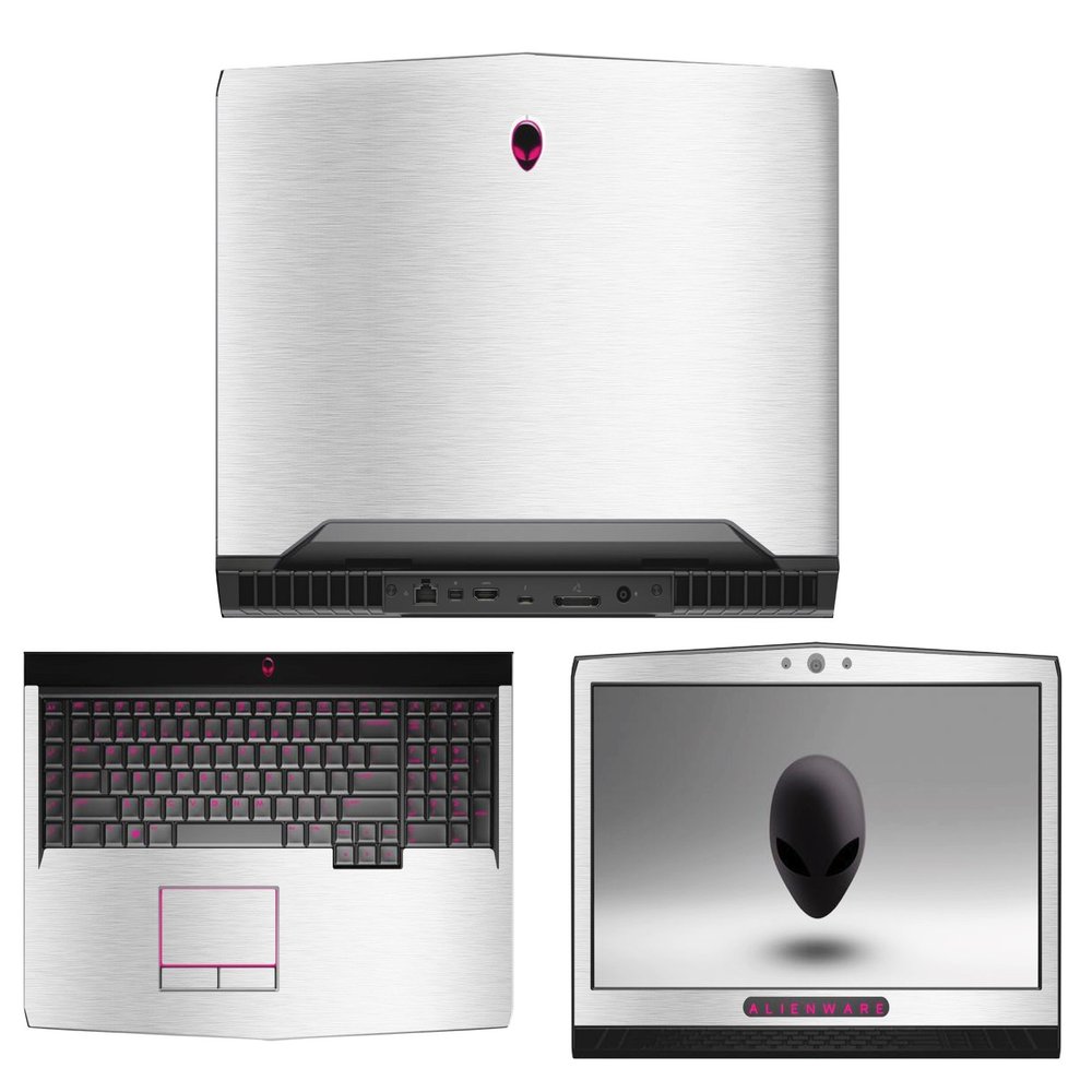 Decalrus - Protective Decal for 2016 Alienware 17 R4 with G Sync (17.3" Screen) Laptop Silver Texture Brushed Aluminum Skin Decal case Cover wrap BA2016alienware17Silver