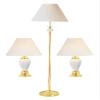 Ore International K-4101IV-31 Ceramic/Brass Table Plus Floor Lamp, Ivory, Set of 3 view 1