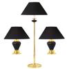 Ore International K-4101BK-31 Ceramic/Brass Table Plus Floor Lamp, Black, Set of 3 view 1