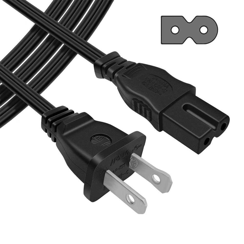 Powseed 6Ft 2 Prong Polarized AC Wall Power Cord Cable Plug for Sony PlayStation 1 2 PS1 PS2, Vizio Sharp Sanyo Emerson TV, Arris Router Modem, Bose Companion 3 5 Multimedia Speaker
