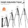 Fotopro Camera Tripod, 51'' Lightweight Portable Travel Tripods for Camera and Phone with 3-Way Head Remote Control Cellphone Holder Travel Bag, Aluminum Phone Tripod Stand for Recording LiveStreaming view 2