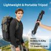 Fotopro Camera Tripod, 51'' Lightweight Portable Travel Tripods for Camera and Phone with 3-Way Head Remote Control Cellphone Holder Travel Bag, Aluminum Phone Tripod Stand for Recording LiveStreaming view 4