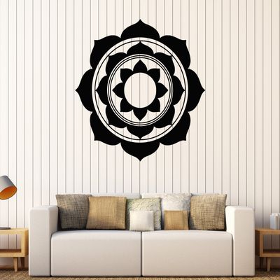 DesignToRefine Vinyl Wall Decal Lotus Mandala Bedroom Decor Buddhism Room Stickers (114ig) Dark Blue