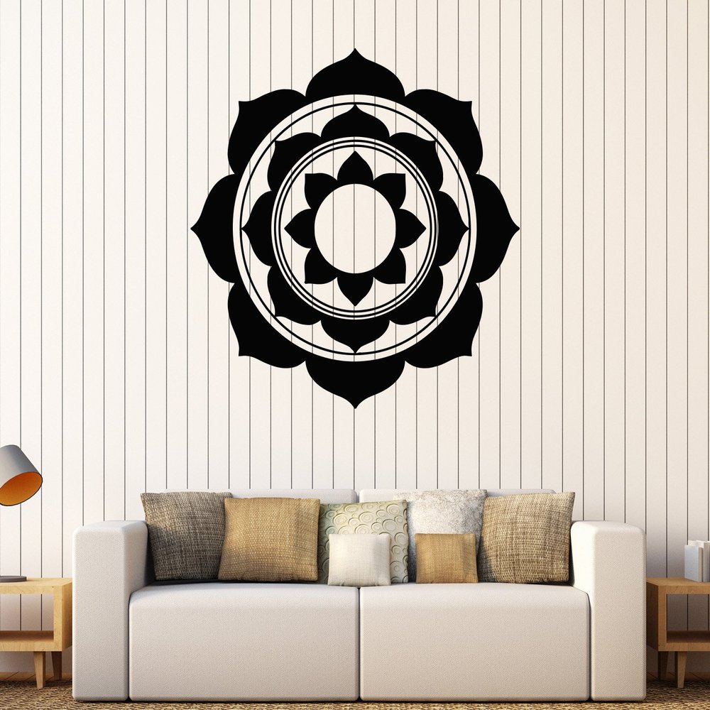 DesignToRefine Vinyl Wall Decal Lotus Mandala Bedroom Decor Buddhism Room Stickers (114ig) Dark Blue