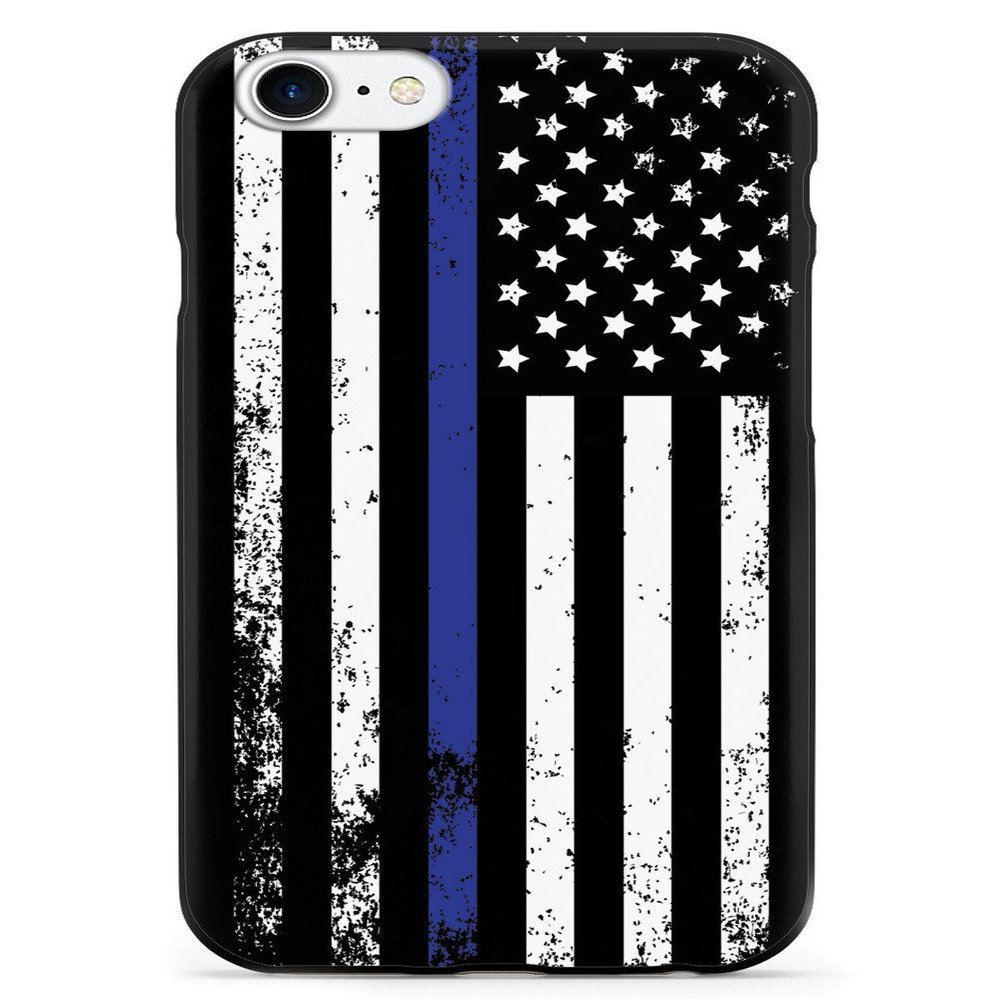 Inspired Cases - Compatible with iPhone 7 Case - 3D Textured Protective Phone Case for Apple iPhone 7 - Downward American Flag - Thin Blue Line