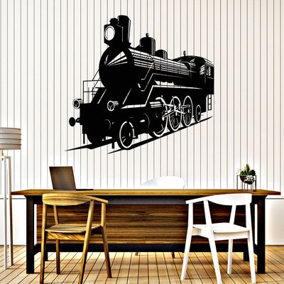 WallStickers4ever Large Vinyl Wall Decal Train Railway Child Room Kids Stickers Mural (ig4111) Black