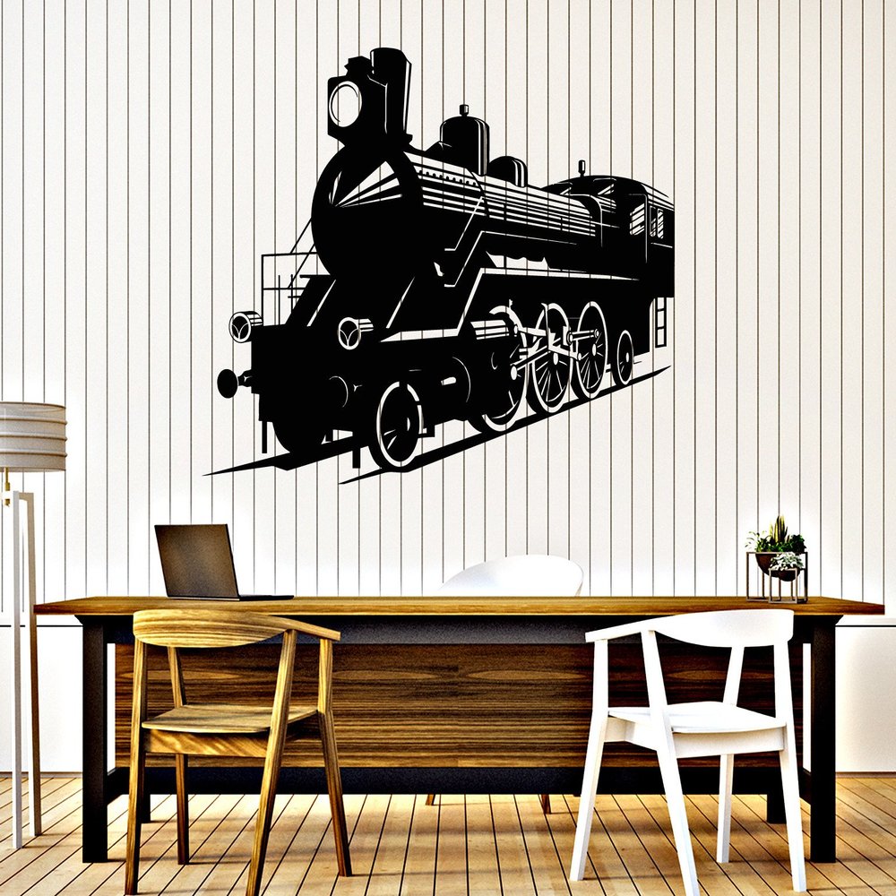 WallStickers4ever Large Vinyl Wall Decal Train Railway Child Room Kids Stickers Mural (ig4111) Black
