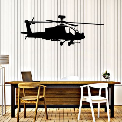 Large Vinyl Wall Decal Helicopter Air Force Boys Kids Room Stickers (ig4113) Brown