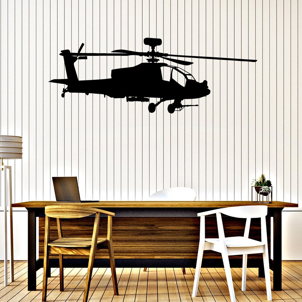 Large Vinyl Wall Decal Helicopter Air Force Boys Kids Room Stickers (ig4113) Brown