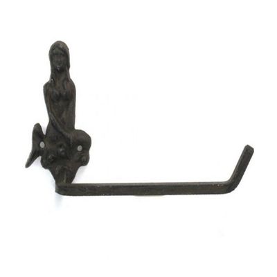 Hampton Nautical K-9212-cast-iron Cast Iron Mermaid Toilet Paper Holder 10" - Beach Bathroom Decoration - Beach Home Decorating