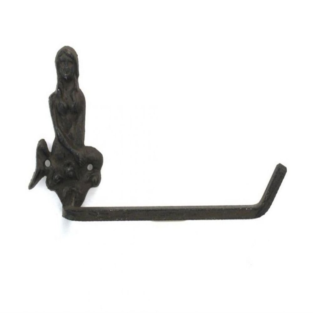 Hampton Nautical K-9212-cast-iron Cast Iron Mermaid Toilet Paper Holder 10" - Beach Bathroom Decoration - Beach Home Decorating