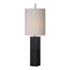 MY SWANKY HOME Black Marble Column Buffet Accent Lamp | Tall Shade Silver Modern view 1