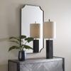 MY SWANKY HOME Black Marble Column Buffet Accent Lamp | Tall Shade Silver Modern view 2