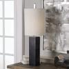 MY SWANKY HOME Black Marble Column Buffet Accent Lamp | Tall Shade Silver Modern view 3