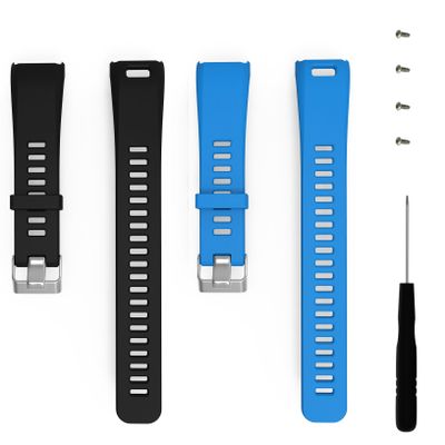 ECSEM Replacement Soft Silicone Bands and Straps Compatible with Garmin vivosmart HR (not for vivosmart hr +), Black/Blue