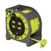 Masterplug 40ft Case Cord Reel, Retractable Extension Lead with Winding Handle, Safety Overload Circuit Breaker and Power Switch, 4X Grounded Outlets, 13amps, 14AWG Cable view 1
