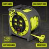 Masterplug 40ft Case Cord Reel, Retractable Extension Lead with Winding Handle, Safety Overload Circuit Breaker and Power Switch, 4X Grounded Outlets, 13amps, 14AWG Cable view 3