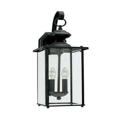 Generation Lighting 8468EN-12 Jamestowne Outdoor Wall Sconce, 2-Light 7 Total Watts, Black, cETL Listed, Safety Rated for Wet Locations, Aluminum Construction, LED Compatible