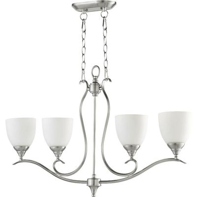 Quorum 664-4-65 Transitional Four Light Island Pendant from Flora Collection in Pewter, Nickel, Silver Finish, 22.00x36.00x5.50