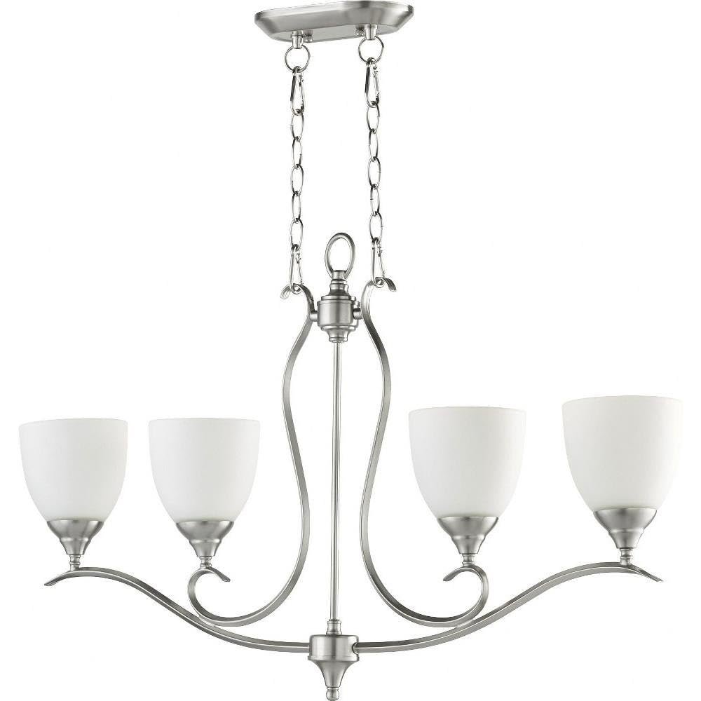 Quorum 664-4-65 Transitional Four Light Island Pendant from Flora Collection in Pewter, Nickel, Silver Finish, 22.00x36.00x5.50