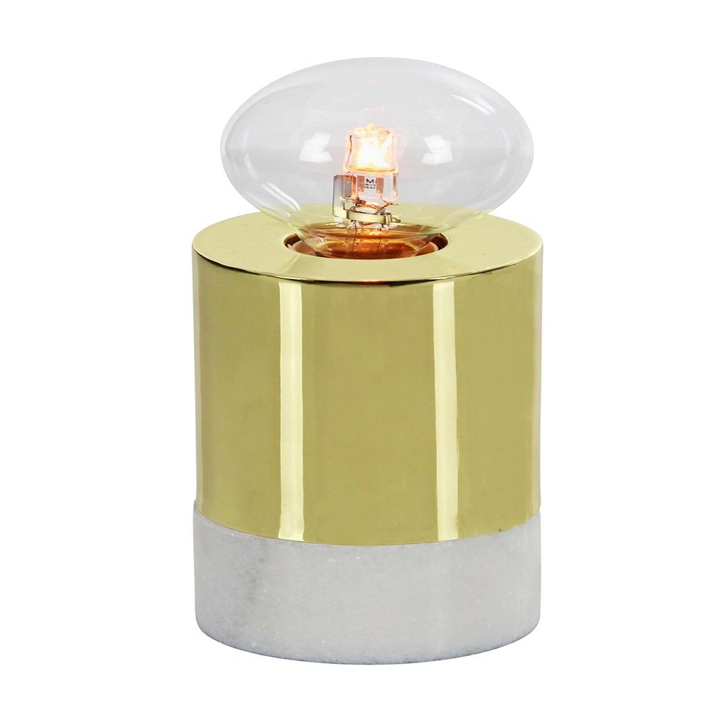 Deco 79 50571 Gold-Plated Iron, Marble and Glass Accent Lamp with Bulb Accent Lamp,Green/White