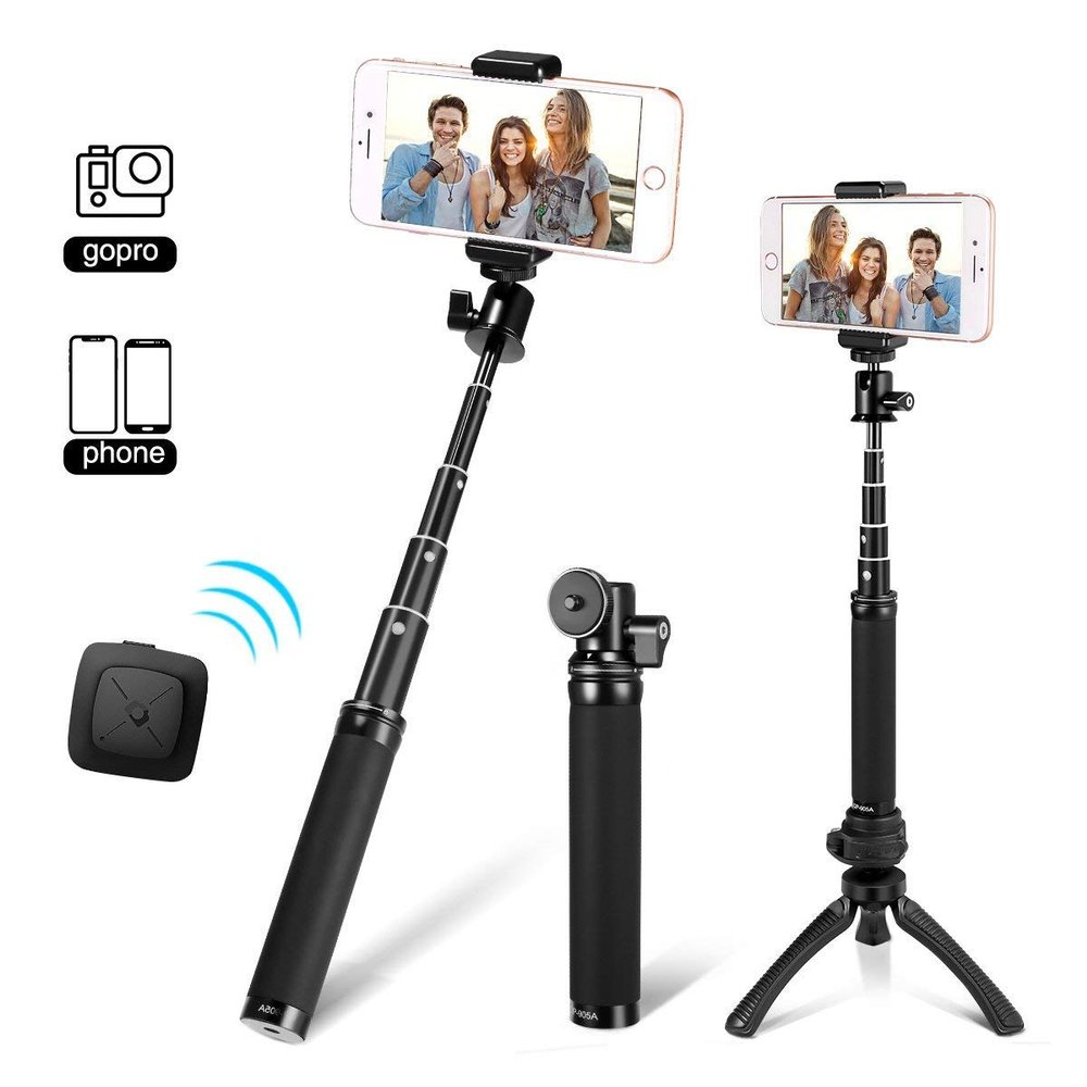 Fotopro Bluetooth Selfie Stick Tripod 3 in 1 Aluminum Wireless Remote Selfie Stick Tripod Stand for iPhone