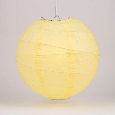 PaperLanternStore.com 12 Inch Light Yellow Irregular Ribbed Paper Lantern (10 PACK)