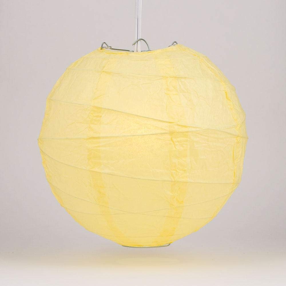 PaperLanternStore.com 12 Inch Light Yellow Irregular Ribbed Paper Lantern (10 PACK)