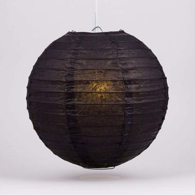Quasimoon PaperLanternStore.com 20 Inch Black Round Paper Lantern (10 Pack)