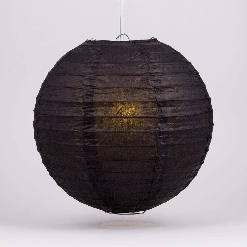 Quasimoon PaperLanternStore.com 20 Inch Black Round Paper Lantern (10 Pack)