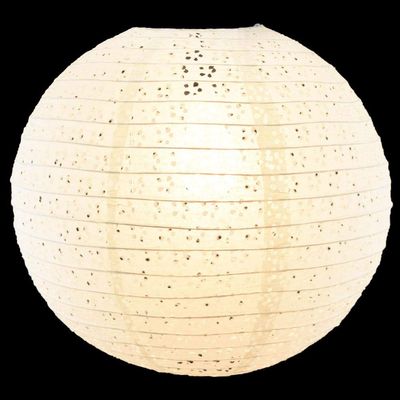 PaperLanternStore.com 8 Inch Round Eyelet Paper Lantern - White (10 PACK)